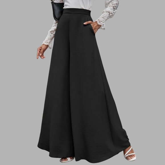 Pants - Palazzo Pants With Pockets Black